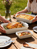 Ceramic Baking Dish Set, 3-Piece Casserole Dishes for Oven, Rectangular Baking Pans, Deep Lasagna Pans with Handles, Multi-Size Set for Cooking, Baking, Serving, and Gifting, White (16.1''/12.2''/9'')