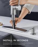 FORIOUS Kitchen Faucet with Soap Dispenser, Brushed Nickel Stainless Steel Sink Faucet with Pull Out Sprayer Modern Single Handle Suitable for Bar RV Farhouse Laundry Outdoor