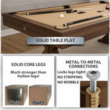 7' 3 in 1 Multi Game Pool Table with Dining Top Pool Ping Pong Table Combo with Dual Storage Bench Seating. Includes Billiards, Ping Pong Accessories.