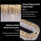 kvtinmty L40 Crystal Rectangle Chandeliers for Dining Room, 12-Light Gold Rectangular Chandeliers Over Table, Modern Linear Chandeliers for Kitchen Island, Living Room