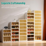 Beeveer 8-Tier Foldable Shoes Rack Organizer Clear Plastic Shoes Rack for Closet Shelf Collapsible Large Storage Box Stackable Easy Assembly Shoe Cabinet with Lids and Door(for 32 Pairs)
