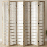 Shoji Sn Room Divider with 6 Panels - Chinese Sle Wood Foldable Privacy Screen for Indoor Portable Room Divider Ideal for Home, Office and Studio