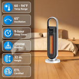 Emerson SmartVoice 23" Tower Space Heater, Offline Voice Control, 1500W Fast Heating, 65° Oscillation, Sleep Timer, Remote & Touch Control
