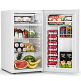 Antarctic Star Mini Compact Refrigerator with Freezer, 3.2 Cu.Ft. Single Door with Adjustable Thermostat,Removable Glass Shelves for Apartment/Dorm/Office,WHITE
