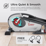 Sunny Health & Fitness Smart Elliptical Trainer, Heavy-Duty Exerciser w/Resistance Bands for Leg & Arm Exercise, Home/Office Senior Training Machine, Exclusive SunnyFit App Bluetooth Link–SF-E323054