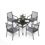 SUNSHINE VALLEY Patio Dining Set for 4, 37" Square Metal Table, 4 Chairs