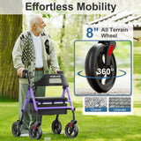 HOMLAND Foldable Rollator Walker with Seat for Seniors, 16" Enlarged Seat