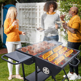 guogiyala Barrel grill charcoal - Barrel charcoal grills with side shelf, Large Sturdy BBQ Charcoal Grill suitable for outdoor camping,backyards, and patios (Extra Large)