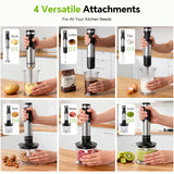 1200W Immersion Blender Handheld, 5-in-1 Variable Speed Emulsifier Hand Blender Stick with Whisk Chopper Milk Frother Mixing Cup and Storage Rack for Kitchen Soup, Purees, Baby Food and Smoothies