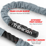Battle Rope for Home Gym Workout - 1.5 Inch 30ft Heavy Weighted Training Exercise Ropes Fitness Equipment with Sleeve and Anchor Strap Kit for Outdoor Working Out - Gray