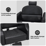 BarberPub Classic Recliner Leathern Barber Chair Antique Heavy Duty Hair Spa Salon Styling Beauty Equipment 3125
