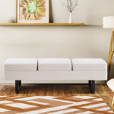 Waiting Room Chairs, Heavy Duty Office Guest Reception Bench, Faux Leather (Cream White) BarberPub