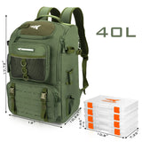 KastKing KarryAll Fishing Tackle Backpack with Rod Holder 4 Tackle Boxes,40/26L Tackle Bag Storage Fishing Gear and Equipment,Green,Large