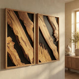 Natural Wood Framed Olive Wood Wall Art - Single Panel Solid Wood Decor for Living Room, Office, Bedroom & Entryway - Handcrafted Live Edge Hanging 16"x47"