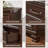 SAVOR LIFE Farmhouse 7 Drawer Dresser for Bedroom, 54” Wood Dresser for Closet, Large Rustic Wooden Dressers, Chest of Drawers for Bedroom, Hallway, Entryway, Walnut