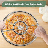 SHANGPEIXUAN 16" Pizza Cutter Rocker Sharp 8-Slice Multi-Blade Heavy Duty Stainless Steel Pizza Rocker Knife Pizza Oven Accessories
