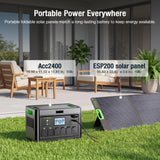 2400W Portable Power Station with 200W Solar Panel 1843.2Wh Solar Generator