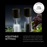Cole & Mason H332293 Derwent Black Wood Salt and Pepper Mills, Gourmet Precision+, Adjustable Grind, Stained Beech/Acrylic, 190 mm, Gift Set, Includes 1 Salt and 1 Pepper Grinders