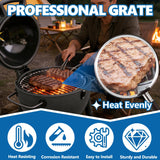 SafBbcue Round Cast Iron Grill Grate for Char-Griller AKORN Jr. Portable Kamado Charcoal Grill and Smoker Replacement Parts, Charcoal Grate for Kamado Akorn E86714 Grills Accessories, with Grid Lifter