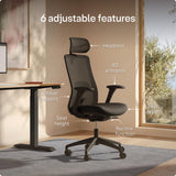 Desktronic Ergonomic Office Chair — Adjustable Desk Chair with Lumbar Support, Headrest, Armrests, Breathable Mesh Back, Height Adjustment, Comfortable Home Office Chair for Long Hours