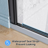 26-27.5" W x 68" H Frameless Pivot Shower Door, 1/4" (6mm) Clear SGCC Tempered Glass Bathroom Shower Door, Matte Black Swing Shower Door with Stainless Handle, Reversible Installation