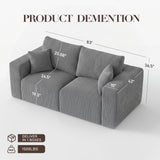 Modular Loveseat Cloud Couch, 79" Memory Foam Boneless Double Sofa, Gray