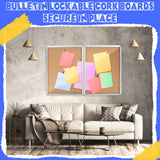 Motipuns 48"x36" Lockable Enclosed Bulletin Board with Glass Door, Weather Resistant Cork Notice Board, Wall Mounted Display Case for School Office Community Outdoor, 12xA4(Brown, Silver Frame)