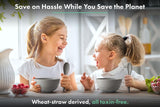 FOODLE Wheat Straw Dinnerware Set - BPA Free & Safety Certified - Unbreakable, Microwave & Dishwasher Safe - Dorm & RV Dishes - Camping Plates Cups and Bowls Set - Great for Kids & Adults - For 6