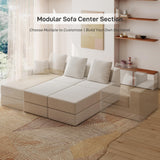 Living&Giving Cloud Sectional Couch for Living Room, Modular Boneless Couch with 1 Ottoman, Middle-seat Can Be Combined with Modular Sofa, Customizable Layout for Any Space, Beige