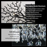 kvtinmty Modern Black Crystal Tree Branch Chandelier,14-Light 40" Black K9 Crystal Chandeliers for Living Room, Round Chandelier for Dining Room,High Ceiling,Kitchen Island,Foyer,Staircase