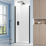ENSO SENKA Frameless Pivot Shower Door 28.8-30" W X 72" H, 1/4" (6mm) Clear SGCC Tempered Glass, Hinged Pivot Swing Shower Door, Reversible Installation, Easy to Clean, Matte Black