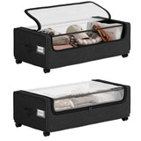 VicHomey Under Bed Storage With Wheels, XXXXL Large Underbed Storage Organizer, 90L Capacity, for Shoes, Clothes, Blankets, Bedding