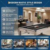 7 FT Pool Table, Complete Set with 2 Cues, 16 Balls, 2 Chalks, Triangle, Brush, Adult Game Billiard Table for Home Game Room Party, Professional Black Cloth, Rustic Grey Finish, 84 L x 46 W x 32 H
