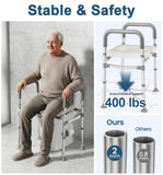 HOMLAND Raised Toilet Seat with Handles, 400 LBS Toilet Seat Risers for Seniors with Dual-Crossbar Support, Adjustable Height & Width Handicap Elevated Toilet Riser Fit Any Toilet, Gray