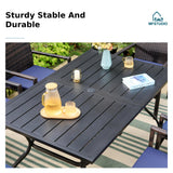 MFSTUDIO 7-Piece Patio Dining Set, Rattan Chairs, Rectangular Table