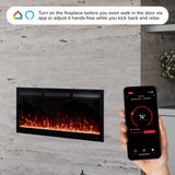 Modern Ember Vibrance 42 Inch Smart Linear Electric Fireplace Insert - Recessed or Wall-Mount, LED Multi-Flame Colors, Alexa/WiFi Enabled - Remote Included - Crystals