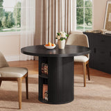 41-78 Inch Extendable Dining Table for 4-8, Fluted Expandable Kitchen Table with Storage, 2 Leaf