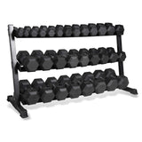 CAP 1200 LB Dumbbell Set with 3-Tier Rack, Rubber Hex Weights, Home & Commercial Gym Weight Set for Strength Training, Chrome Handle, Black Rack