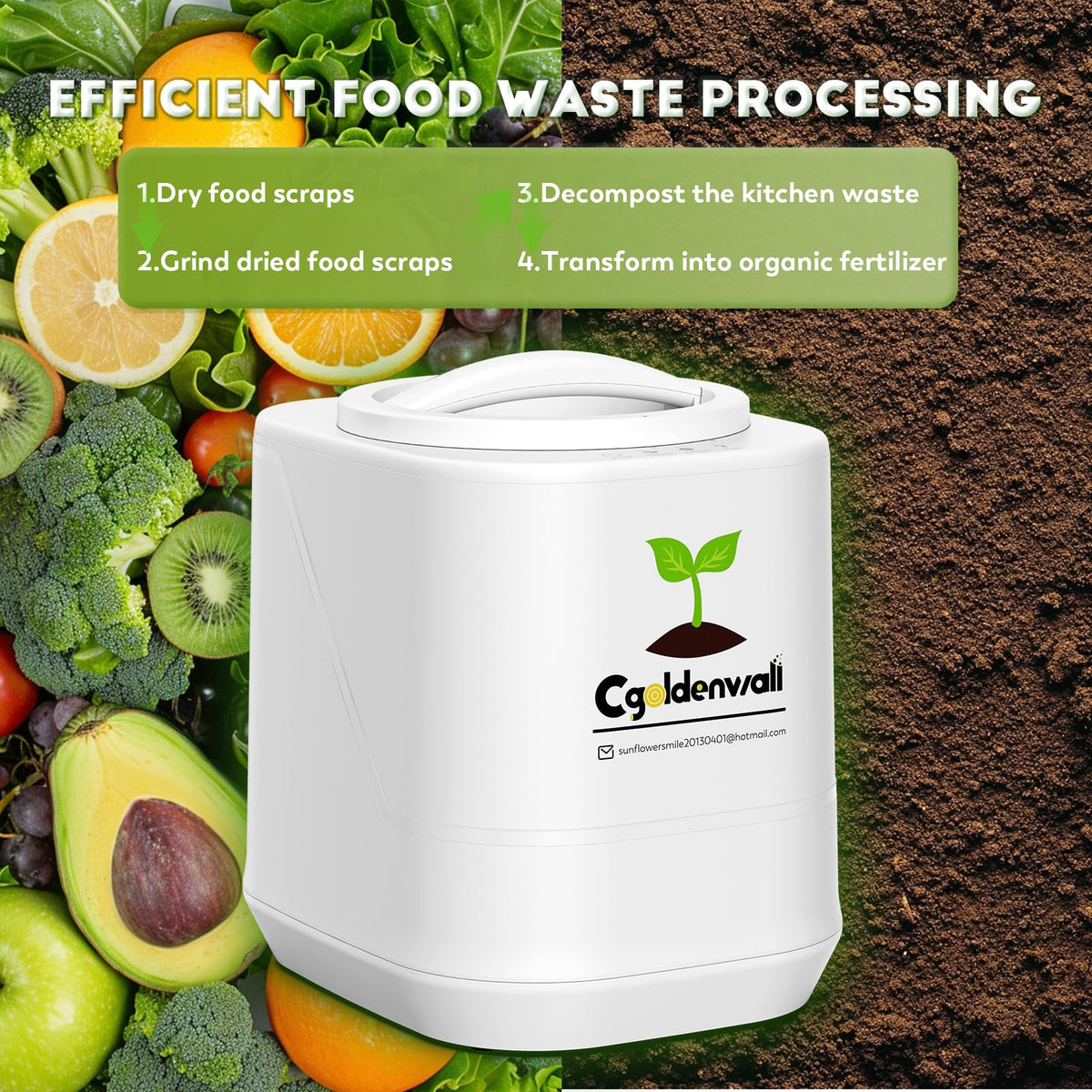 Electric Composter for Kitchen, Large Smart Compost Bin with 2 Carbon ...