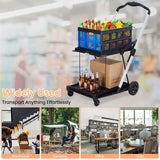 Foldable Shopping Cart with 1 Storage Crates – 2-Tier Collapsible Utility Cart, Aluminum Trolley with 360° Rolling Swivel Wheels