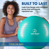 ProBody Pilates Exercise Ball - Multiple Sizes Gym Grade Balance Ball for Fitness, Workout, Pregnancy & Physical Therapy, Stability Yoga Ball Chair (Aqua, 65 cm)