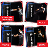 PROLAST 4 Ft 135 Lb XL Heavy Punching Boxing Bag for Adults, MMA, Martial Arts, Muay Thai, Kicking, Strength Training Equipment, Unfilled, New Edition Logo, Black and Blue