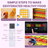 Food Dehydrator for Jerky, 9 Stainless Steel Large Trays, 800W Fruit Dehydrator with Remote Control, 24H Timer and 194°F Temperature Control, Food Dryer for Jerky, Herbs, Fruit, Dog Treats