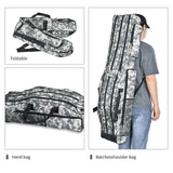 LEOFISHING Portable 3 Layers Fishing Pole Bag Durable Oxford Folding Fishing Rod Reel Carry Case Tackle Storage Bag Case Waterproof Camouflage Travel Fishing Carrier (Grey Camouflage, 120cm/47in)