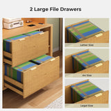 ADORNEVE Tall Mid Century Bookshelf with Storage Drawers,Oak