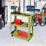 XCX 3 Tier Metal Utility Rolling Cart with Wheels, Green