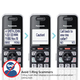Cordless Phone with Advanced Call Block, Link2Cell Bluetooth, One-Ring Scam Alert, and 2-Way Recording  (Black with Silver Trim) Panasonic
