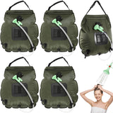 Hortsun 4 Pack Solar Portable Shower Bag 5 Gal/20l Solar Heating Camping Shower Bag with On-Off Switchable Head and Removable Hose for Outdoor Camping Hiking Traveling Beach Swimming(Green)