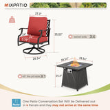 MIXPATIO 5-Piece Metal Patio Conversation Set, 28-Inch Fire Pit Table, Red