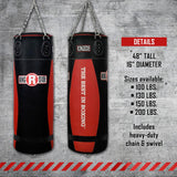 Ringside Large Leather Heavy Bag – Soft Filled Boxing Punching Bag for Training & Fitness – Durable Leather Construction – 16" x 48" – 130lb